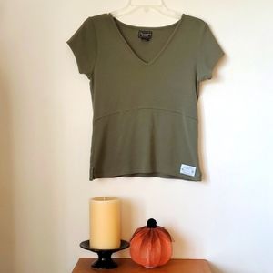 Abercrombie & Fitch Army Green Vintage Y2K V-Neck T-shirt, Size Large